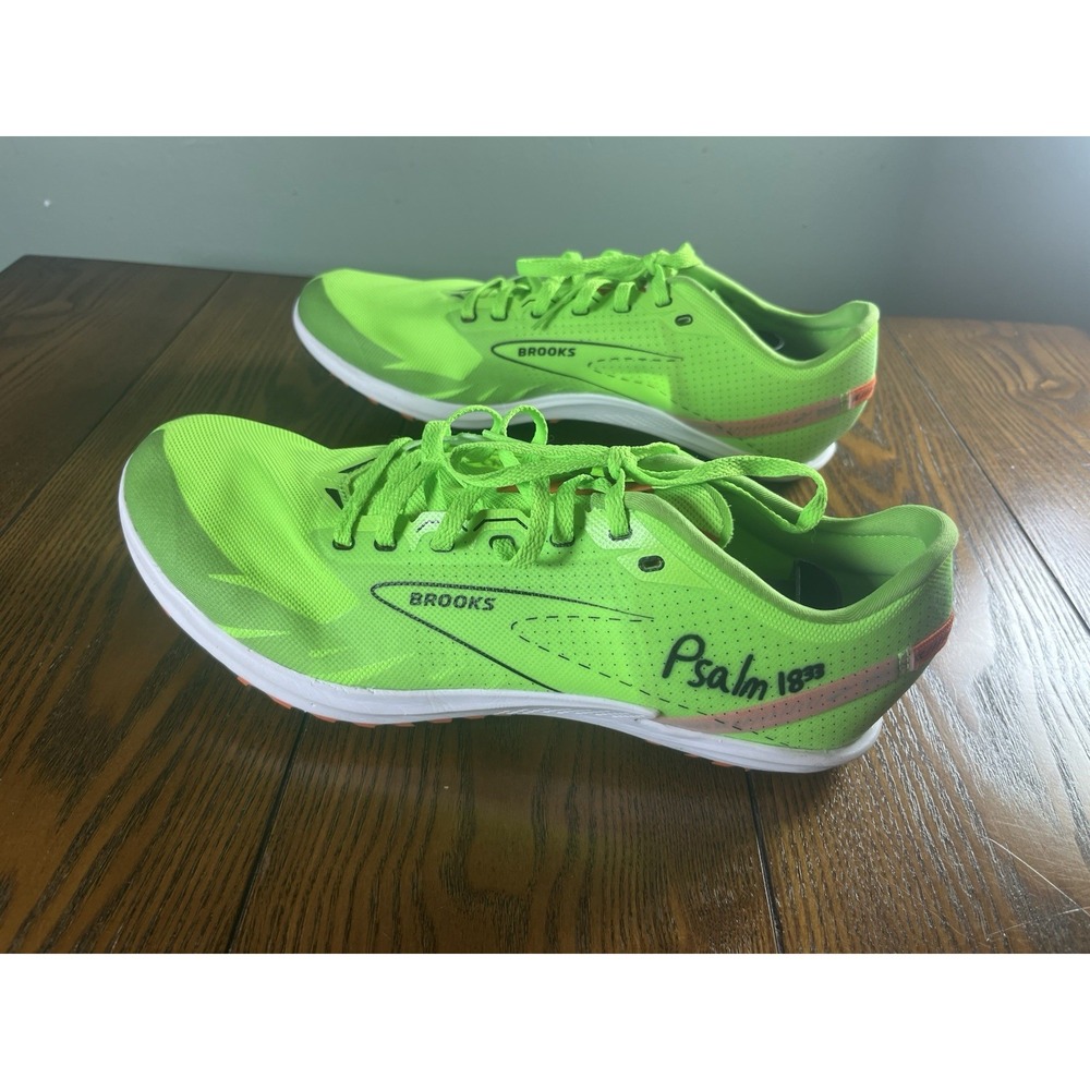 Brooks Draft XC Shoes Mens 12 D Green Orange Cross Country Racing Flats 1000391D